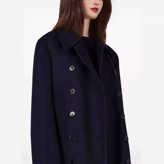 Damen Maximal langer doppelreihiger Wollmantel mit weitem Oversize-Schnitt Shop Nory