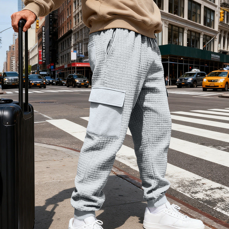 Herren Cargo-Jogginghose mit markanter Waffelstruktur, elastischem Bund und großen Klappentaschen Shop Nory