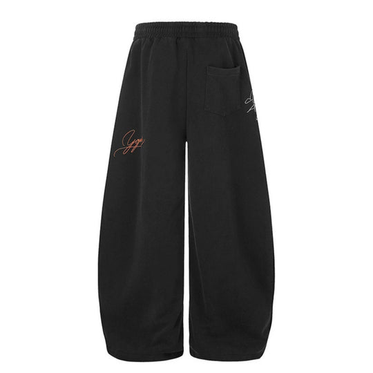 Damen Extraweite Palazzo-Sweathose mit Tunnelzugbund, Stickdetails und verstellbarem Saum Shop Nory
