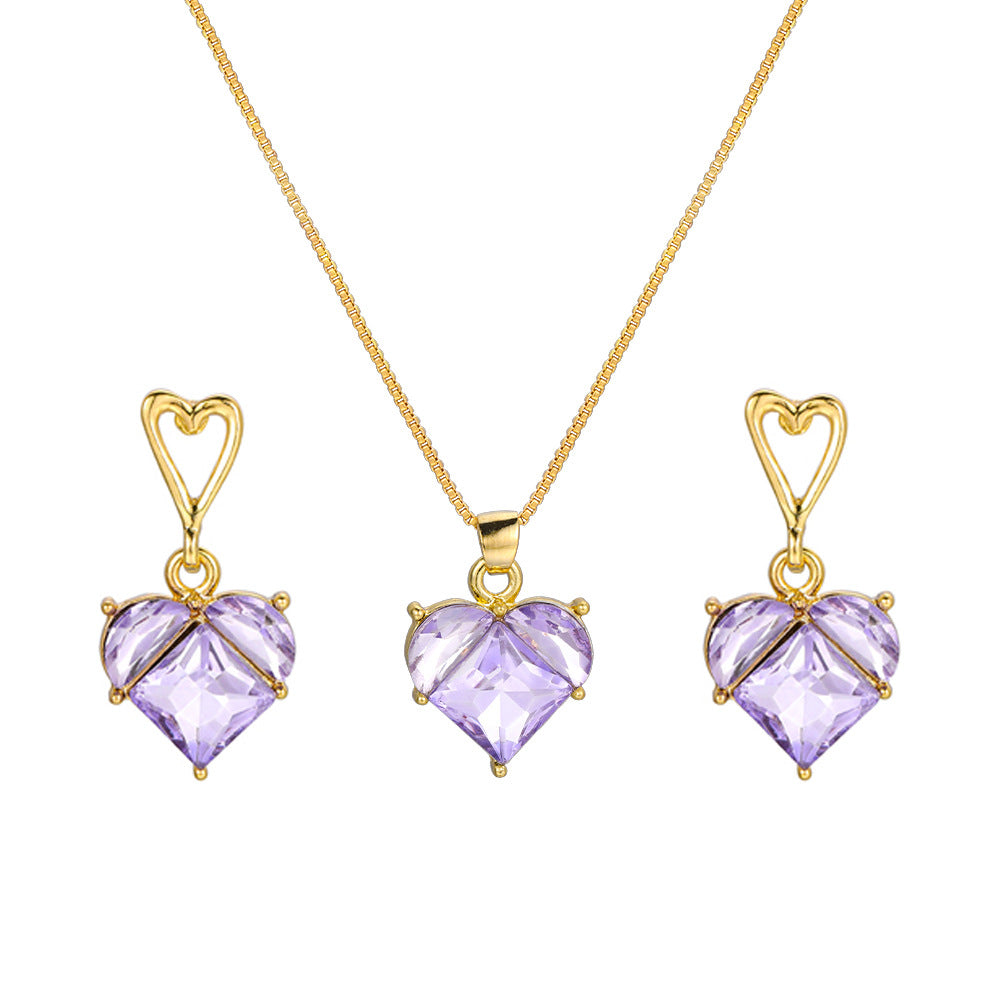 Damen Schmuckset mit Herzen und funkelnden Kristallen Shop Nory