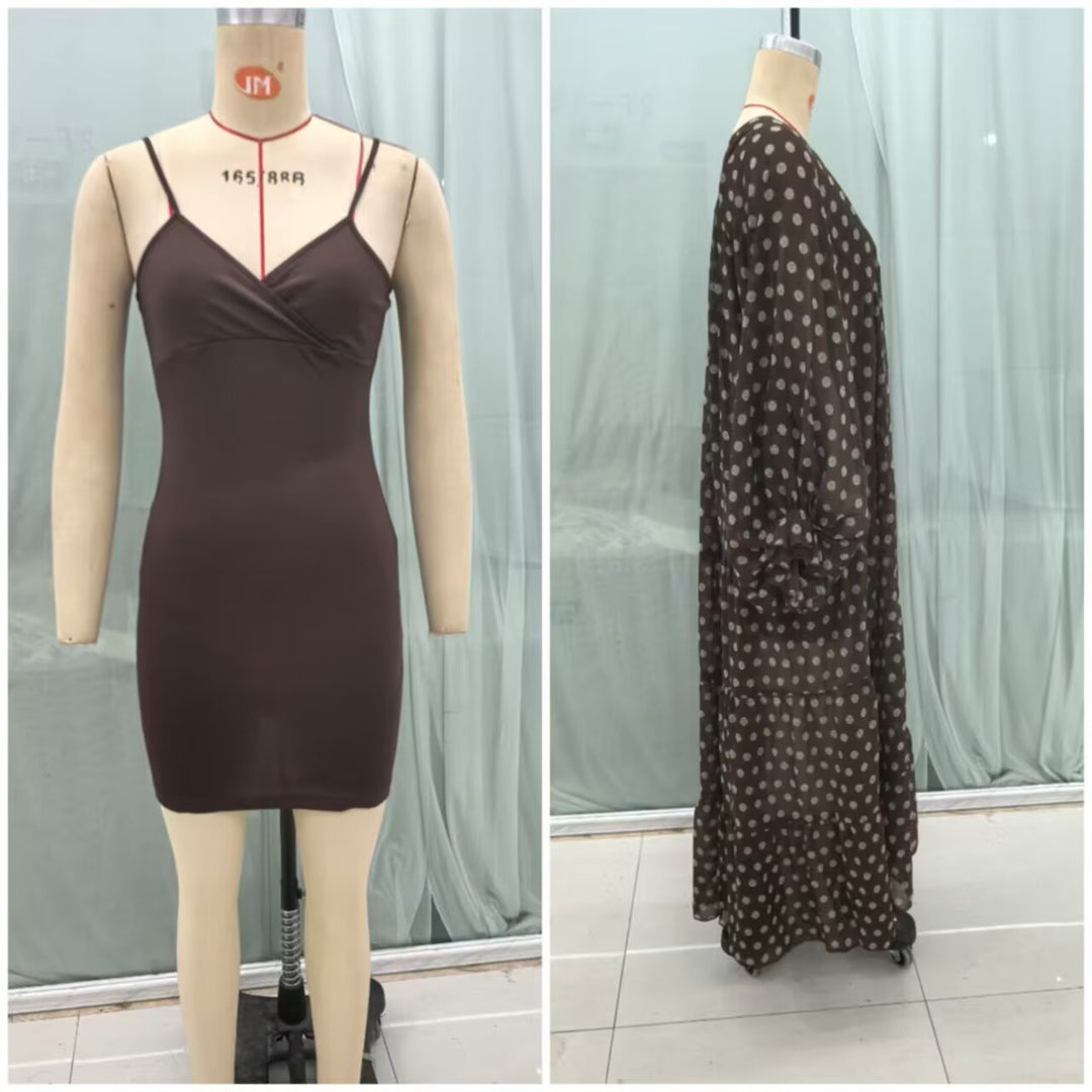 Damen Midikleid mit Volantstufen, Ballonärmeln und V-Ausschnitt Shop Nory