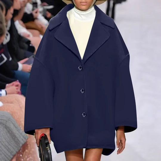 Damen Oversize-Kurzmantel mit weitem Revers und Knopfverschluss Shop Nory
