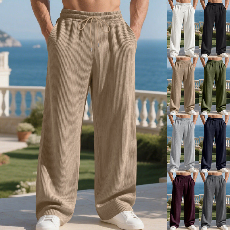 Herren lässige Plisseehose mit elastischem Bund und seitlichen Taschen
