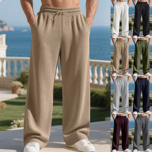 Herren lässige Plisseehose mit elastischem Bund und seitlichen Taschen