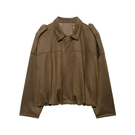 Damen Oversize-Cropped Jacke mit Balloon-Saum und Schulter-Cutouts Shop Nory