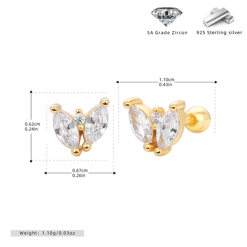 Damen Ohrstecker mit hochwertigem Zirkon in Schmetterlingsform Shop Nory
