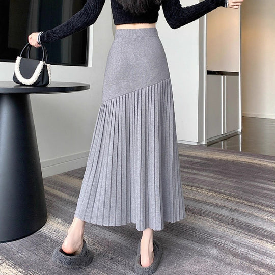 Damen Plissierter Maxirock mit asymmetrischem Design Shop Nory