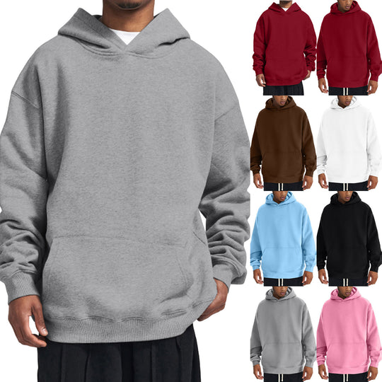 Unisex minimalistischer Oversize-Kapuzenpullover mit gedoppelter Kapuze, tiefer Schulter und breitem Rippbund Shop Nory