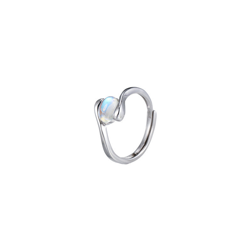 Damen Ring mit elegantem, geschwungenem Design und funkelndem Glasstein Shop Nory