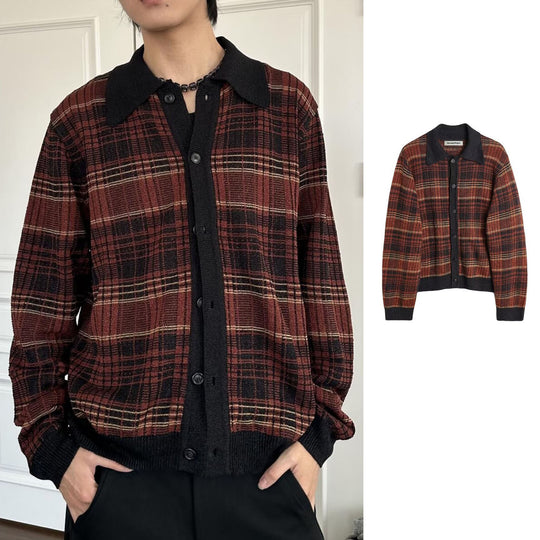Damen Modische Strickjacke mit Karomuster Shop Nory