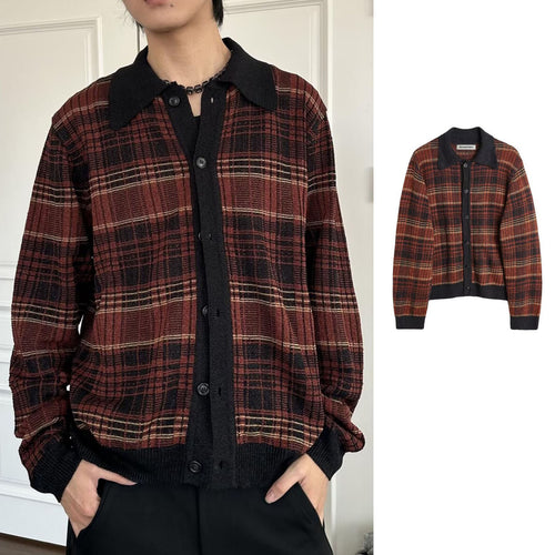 Damen Modische Strickjacke mit Karomuster Shop Nory