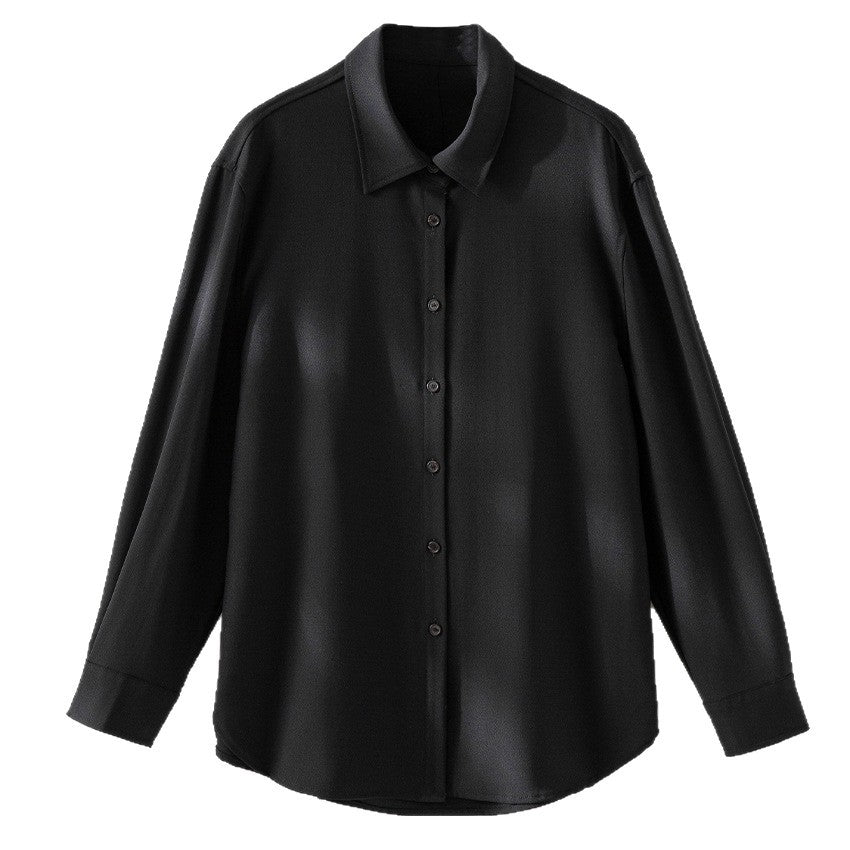 Damen Oversized Seidiges Hemd mit durchgehender Knopfleiste und Hemdkragen Shop Nory