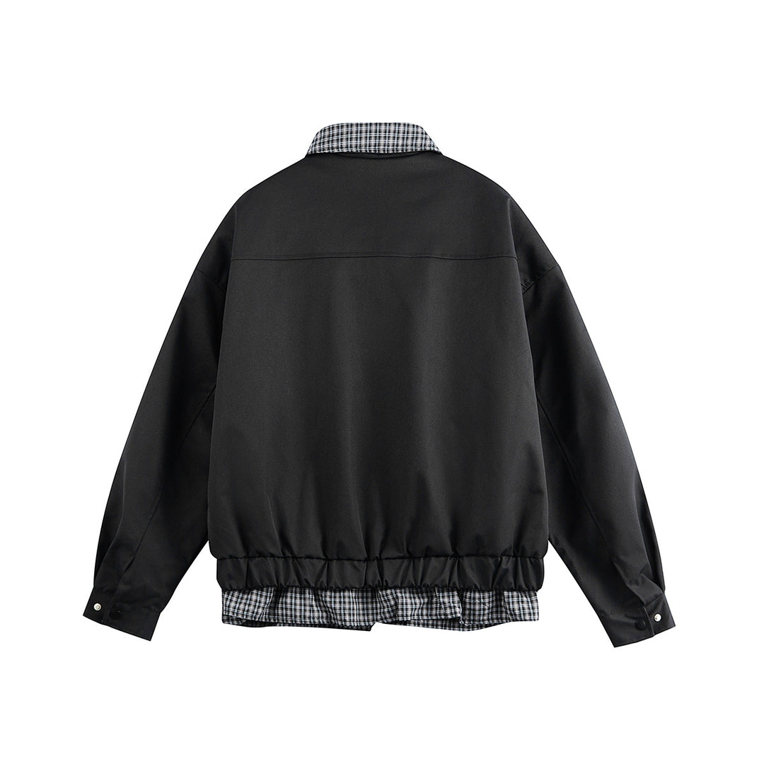 Herren Layered-Optik Blousonjacke mit Karokragen und verstellbarem Saum Shop Nory