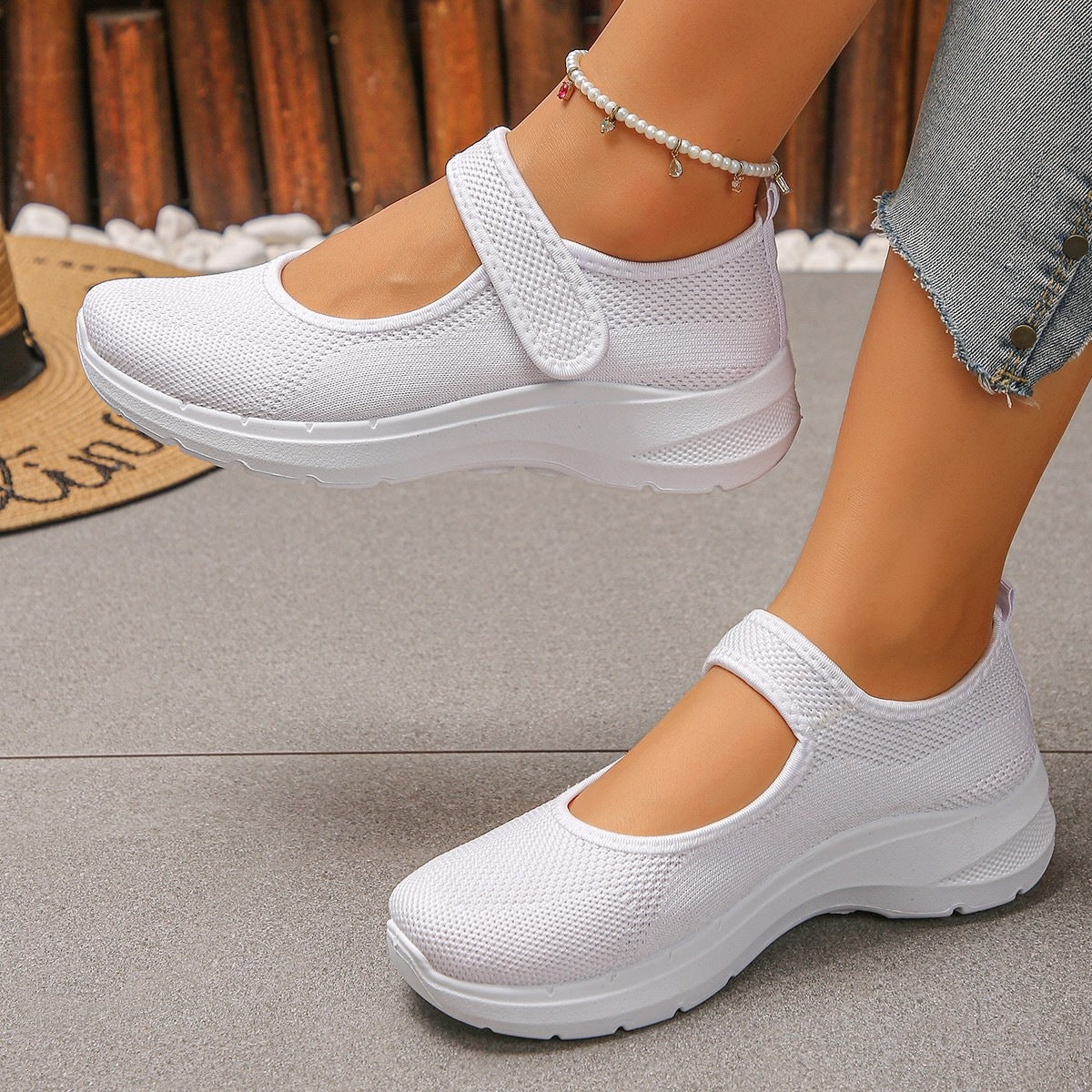 Damen Atmungsaktive Klett-Sneaker Shopnory