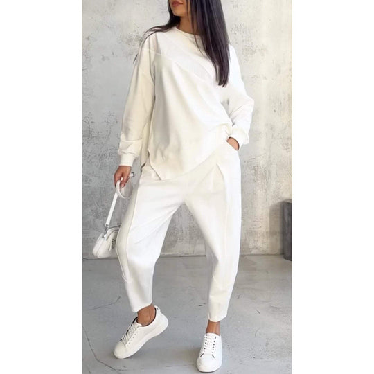 Damen Lässiges Zweiteiliges Lounge-Set mit Oversize-Sweatshirt und taillierter Tapered-Hose Shop Nory
