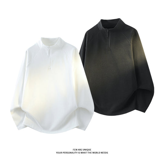 Unisex Oversize-Mockneck-Halbzip-Sweatshirt aus Mikrofleece mit abgerundetem Saum Shop Nory