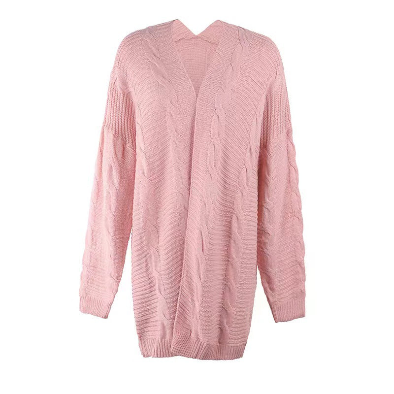 Damen nan langer oversize Strickcardigan mit Zopfmuster und V-Ausschnitt Shop Nory