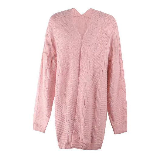 Damen nan langer oversize Strickcardigan mit Zopfmuster und V-Ausschnitt Shop Nory