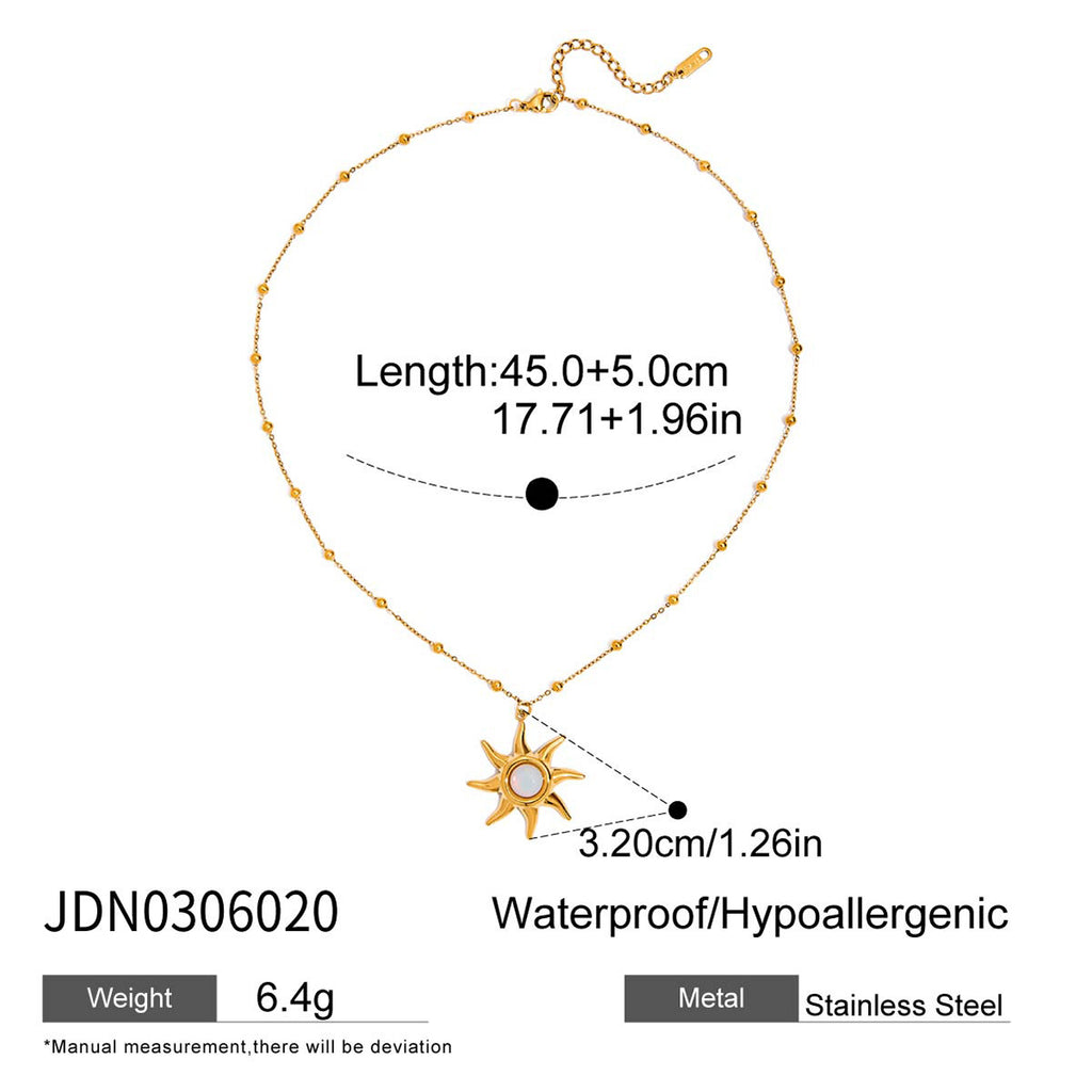 Damen Halskette mit einzigartigem Sonnen-Mond-Anhänger aus hypoallergenem Edelstahl Shop Nory