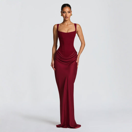 Damen Elegantes Maxikleid mit raffiniertem Drapierungseffekt