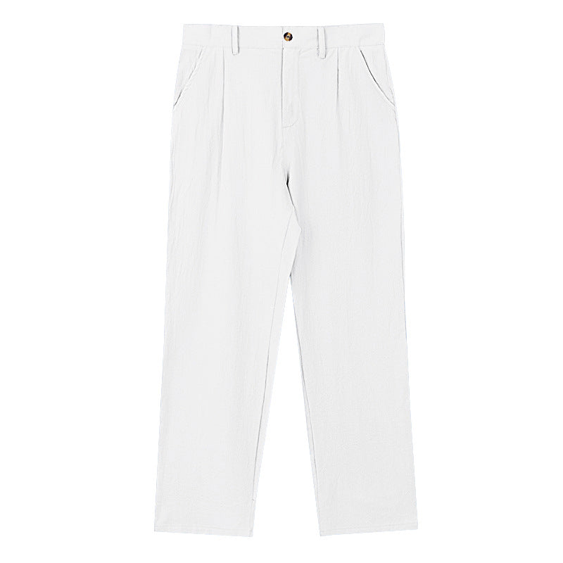 Herren nan elegante Bundfaltenhose aus leichtem Baumwollmix mit geradem Schnitt und Gürtelschlaufen