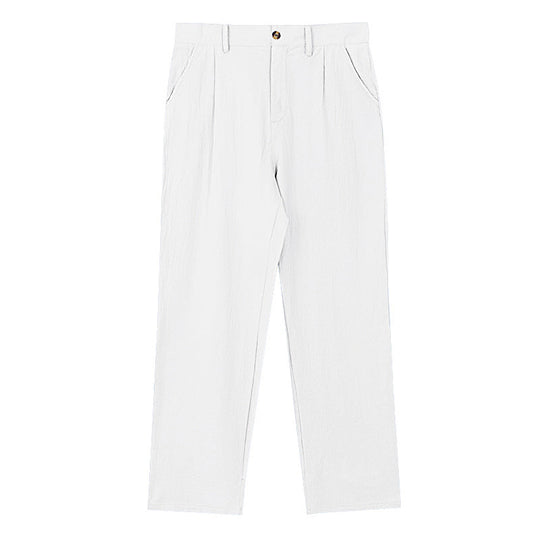 Herren nan elegante Bundfaltenhose aus leichtem Baumwollmix mit geradem Schnitt und Gürtelschlaufen