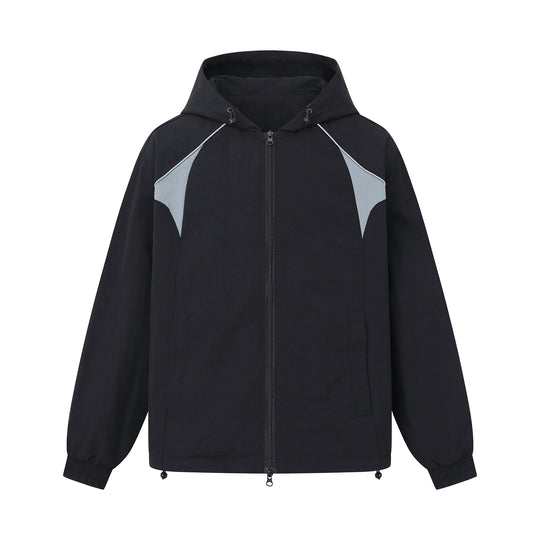 Unisex Leichtgewichtiger Boxy-Kapuzenblouson mit Zwei‑Wege‑Reißverschluss und Kordelzugsaum Shop Nory