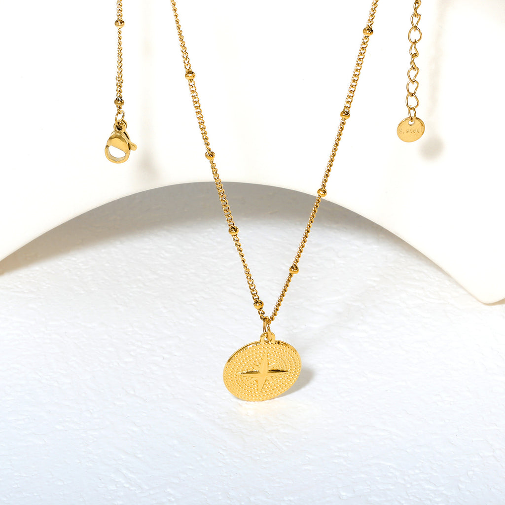 Damen Kette mit modernem Kompassanhänger aus hochwertigem Edelstahl Shop Nory