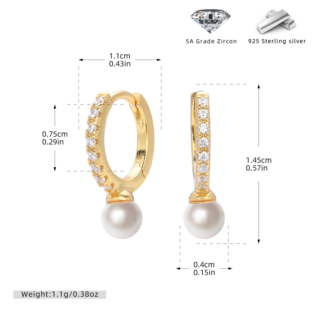 Damen Ohrhänger mit strahlendem Zirkonbesatz und perlenartigen Anhängern Shop Nory