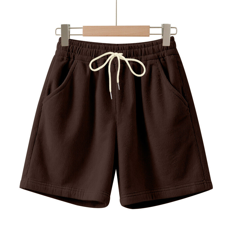 Herren nan gerippte Jersey-Shorts mit elastischem Bund, dekorativem Kordelzug und seitlichen Eingrifftaschen