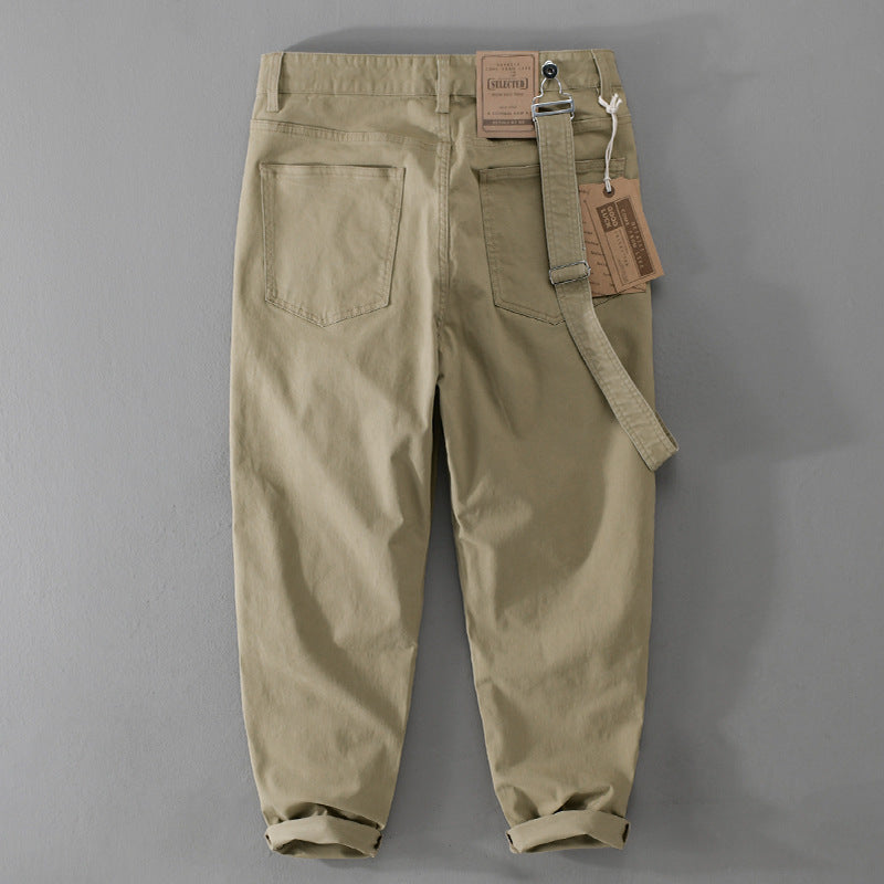 Herren Tapered-Chinohose mit abnehmbarem Gurt, hohem Bund und gekrempeltem Saum Shop Nory