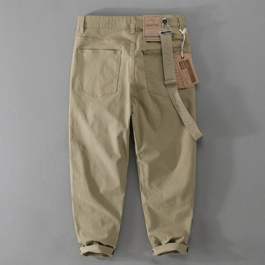 Herren Tapered-Chinohose mit abnehmbarem Gurt, hohem Bund und gekrempeltem Saum Shop Nory