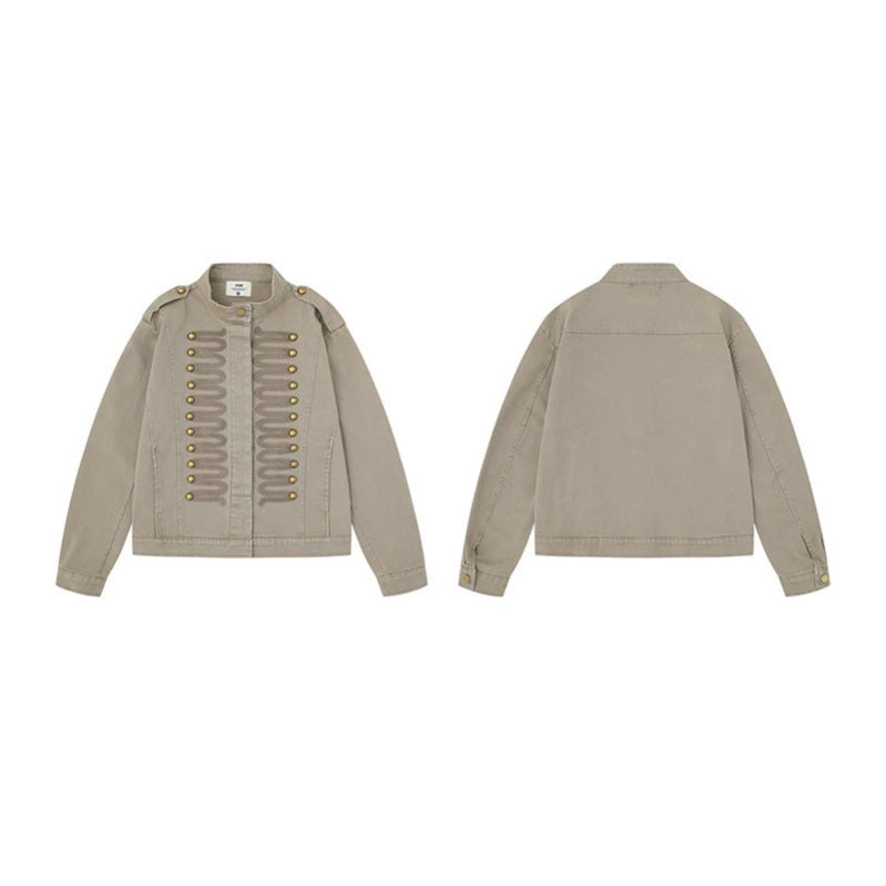 Damen militärisch inspirierte Übergangsjacke mit Kordelverzierung und Epauletten Shop Nory