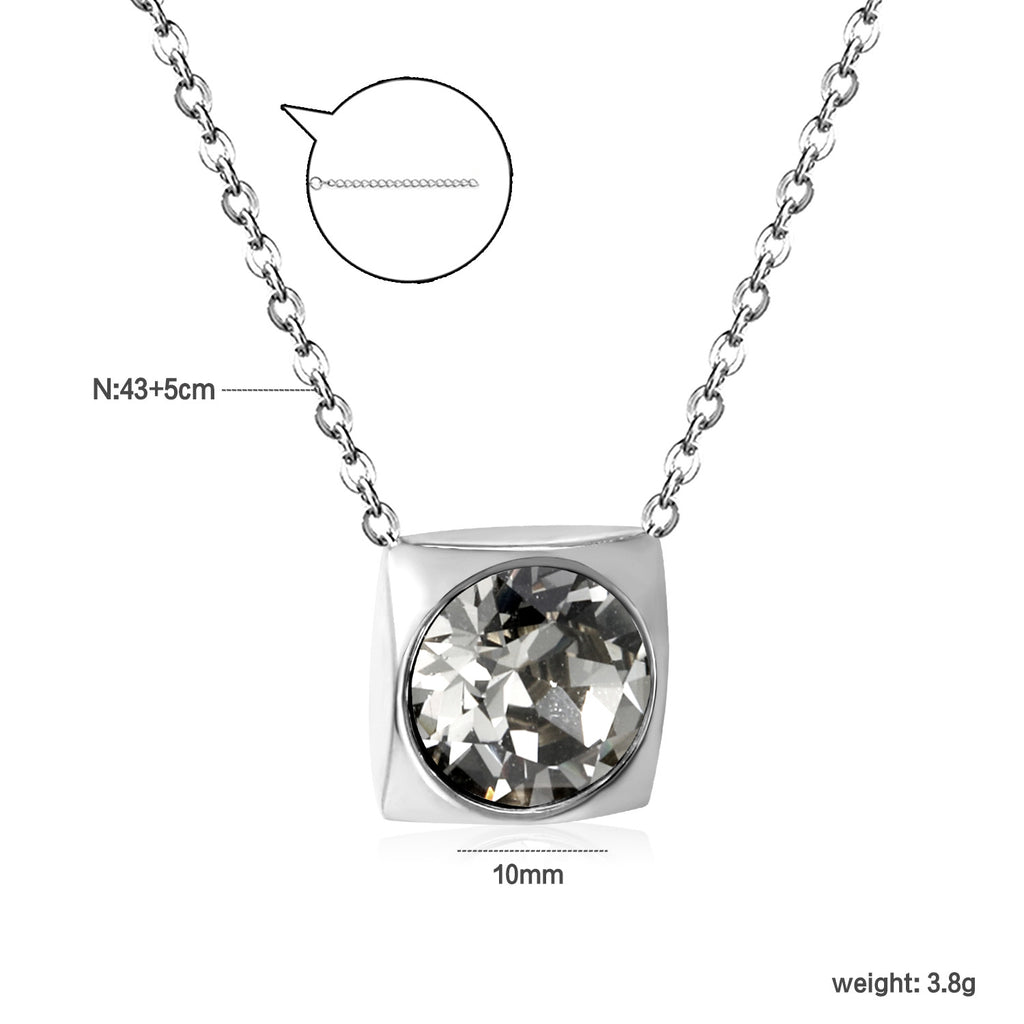 Damen Halskette mit quadratischem Kristallanhänger aus hochwertigem Edelstahl Shop Nory