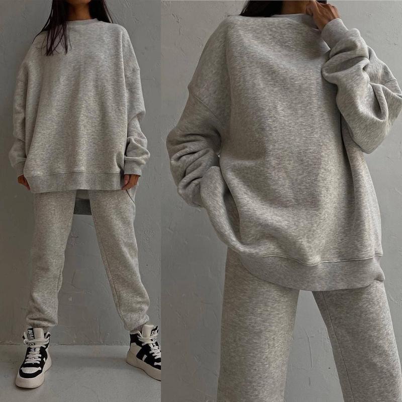 Damen bequemes Oversize-Loungewear-Set mit hohem Kragen und elastischen Bündchen