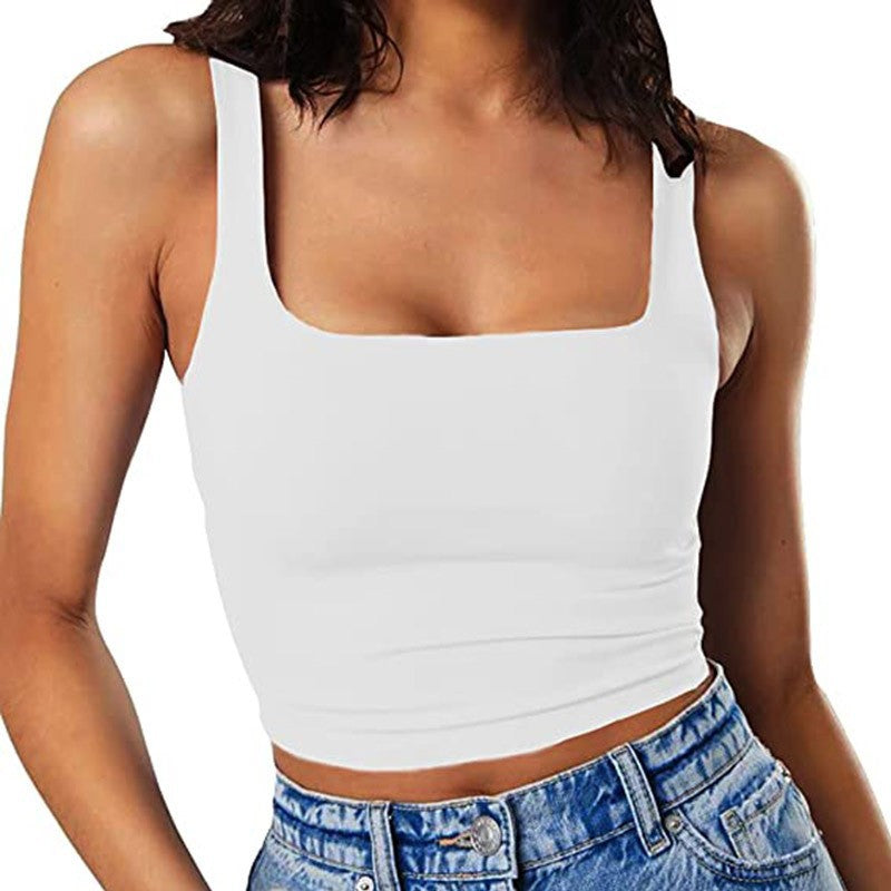 Damen Crop-Top mit quadratischem Ausschnitt und schmalem Schnitt