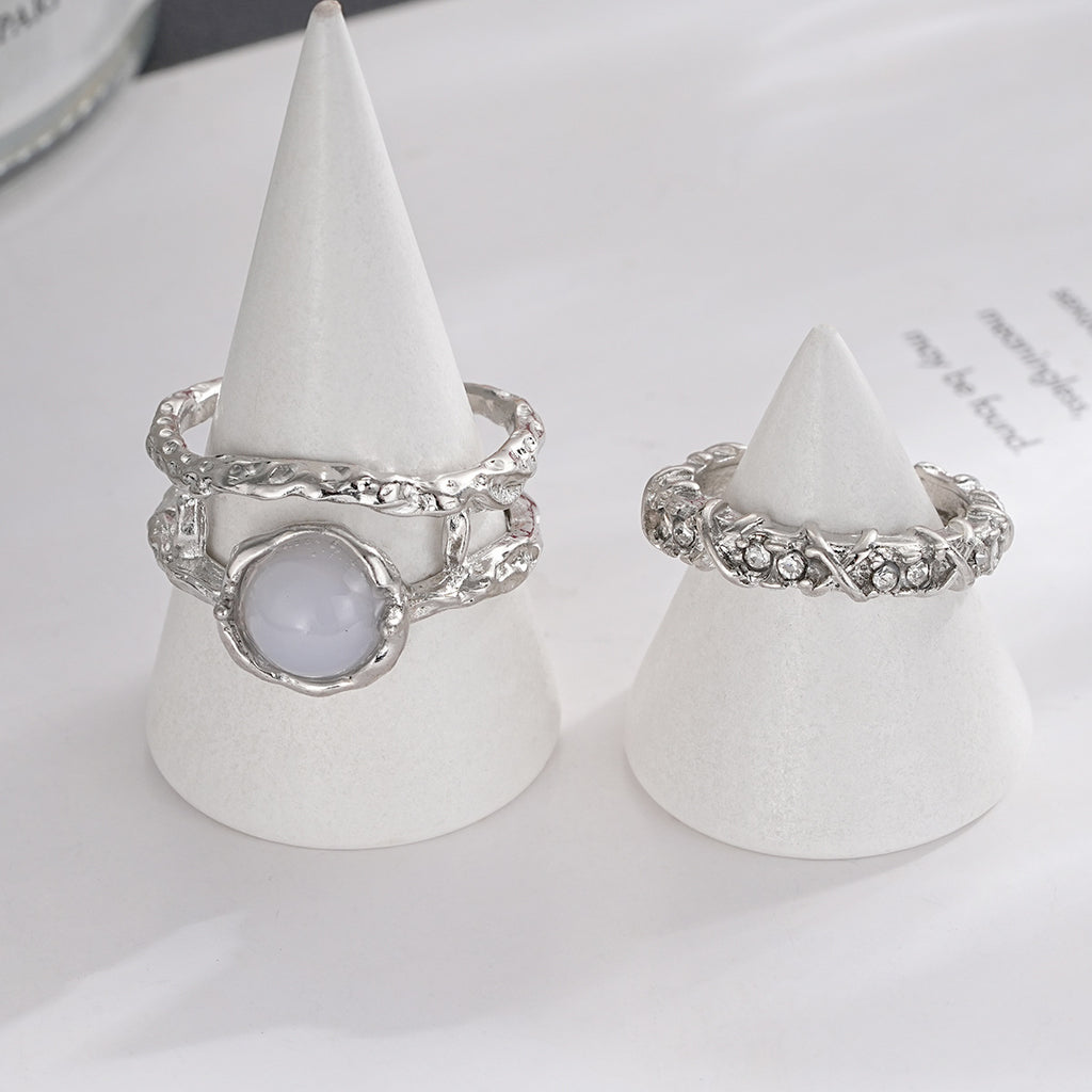 Damen Ring-Set mit eleganten Perlen und funkelnden Akzenten Shop Nory