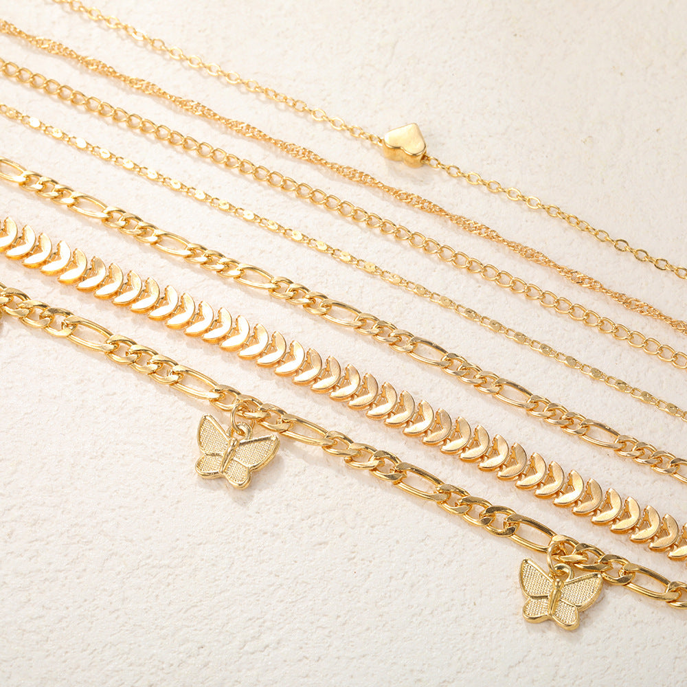 Damen Fußkettchen-Set mit eleganten Verzierungen Shop Nory