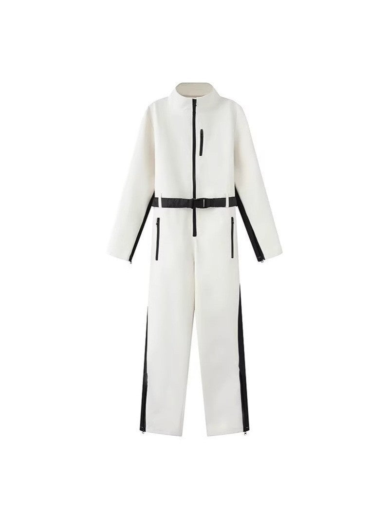 Damen Utility-Overall mit hohem Kragen, funktionalen Reißverschlüssen und Taillengürtel Shop Nory
