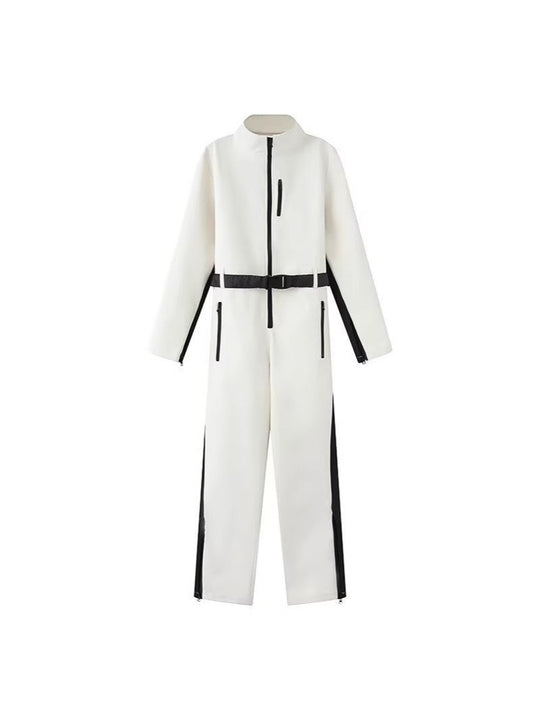 Damen Utility-Overall mit hohem Kragen, funktionalen Reißverschlüssen und Taillengürtel Shop Nory