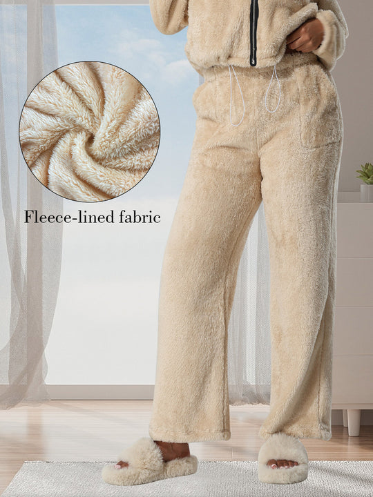 Damen Kuschelige Lounge‑Hose mit weitem Bein, Fleecegefüttert und Kordelzug Shopy Nory