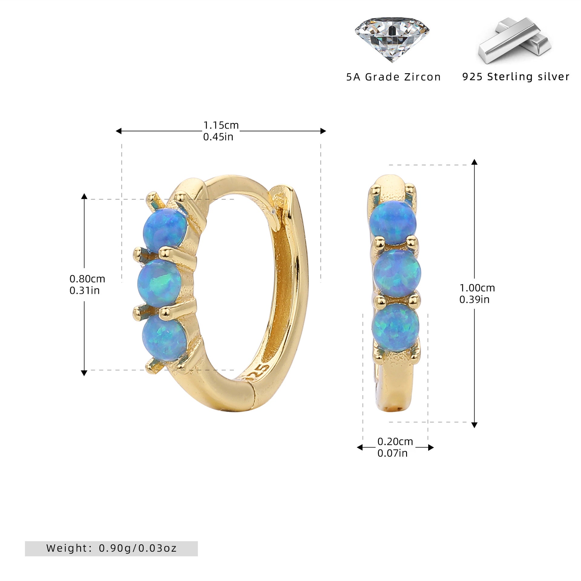 Damen Ohrhänger mit funkelnden Opal-Steinen und hochwertigem 925 Sterling Silber Shop Nory