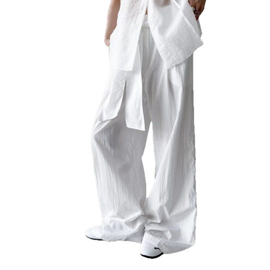 Damen nan Highwaist Leinenhose mit weitem Bein und dekorativem Bindegürtel Shop Nory