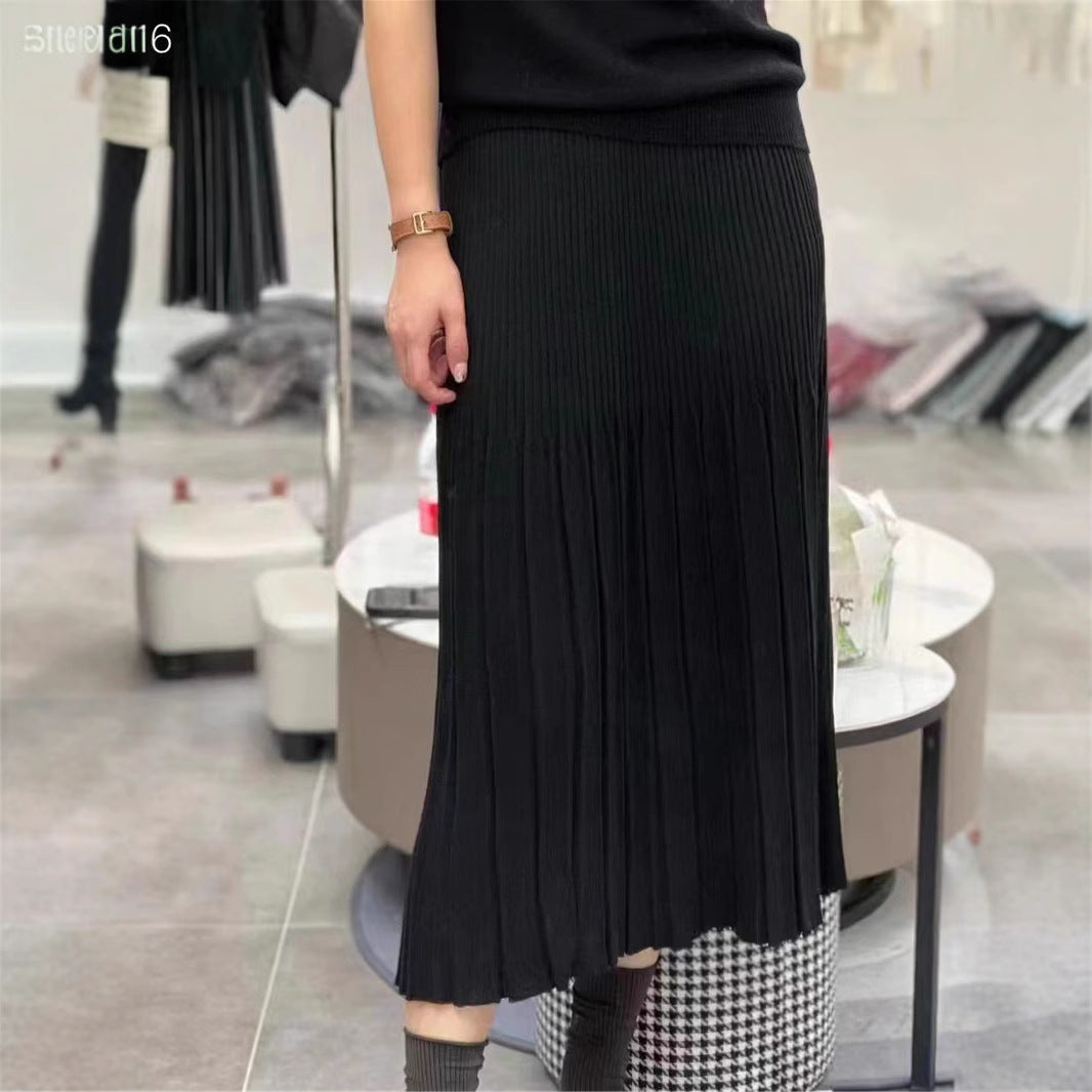 Damen Fließender Plissee-Maxirock Shop Nory