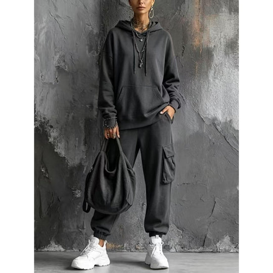 Damen Oversize Hoodie- und Cargo-Jogger-Set aus French Terry Shop Nory
