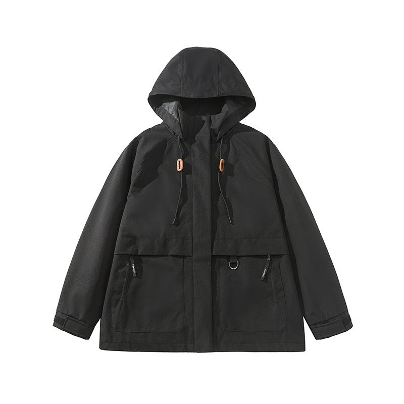 Damen technische Outdoor-Jacke mit verstellbarer Kapuze und großen Taschen