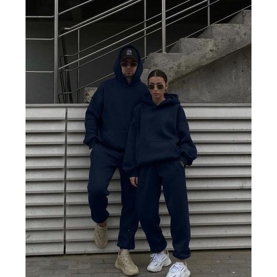 Unisex Oversize-Kapuzenpullover mit Kängurutasche und weiter Jogginghose aus French Terry Shop Nory