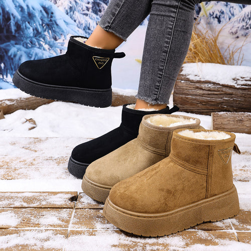 Damen Gefütterte Plateau-AnklShop Noryoots aus Veloursoptik mit Teddyfutter und griffiger Profilsohle Shop Nory