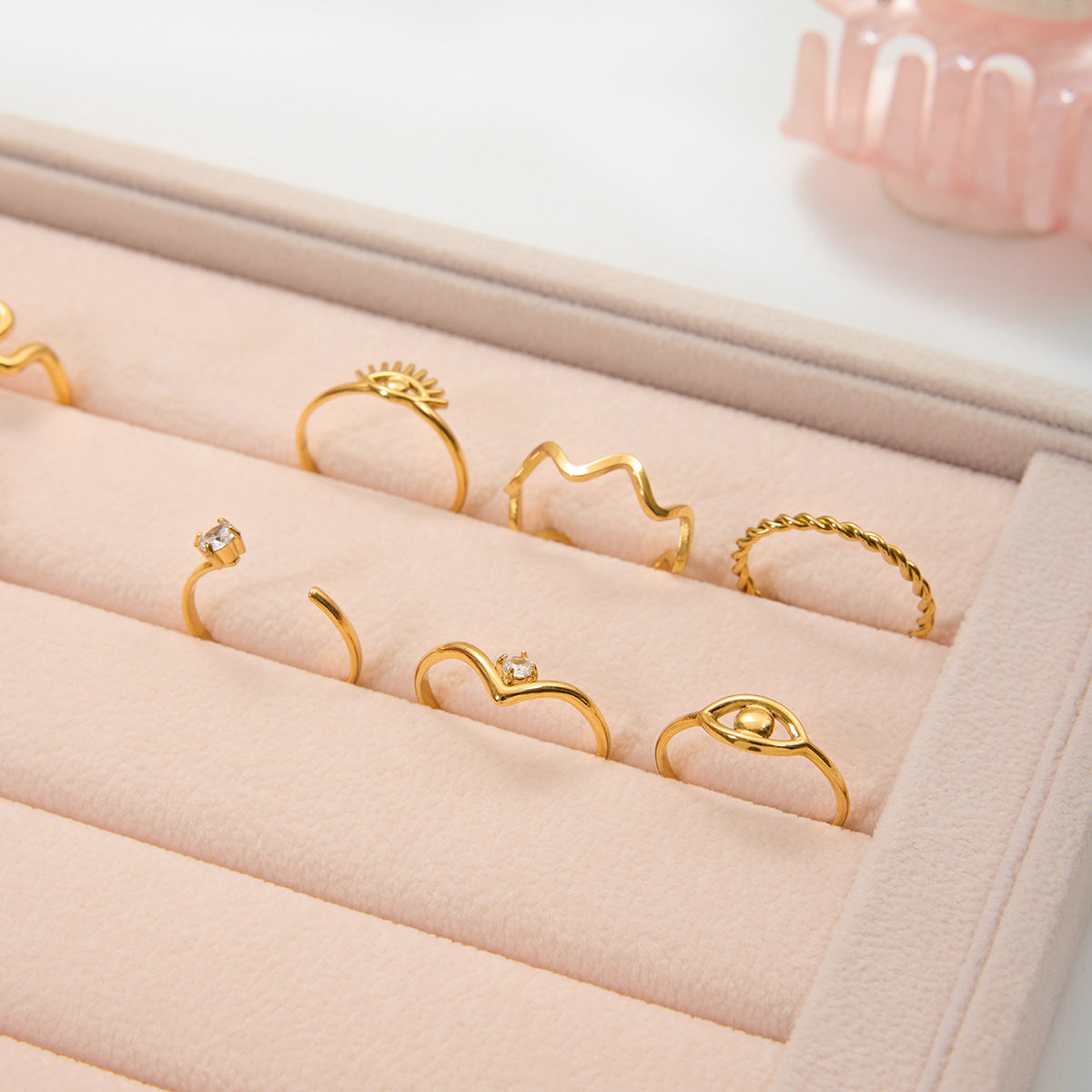 Damen Offenes Ring-Set aus hypoallergenem Edelstahl mit einzigartigem Design Shop Nory
