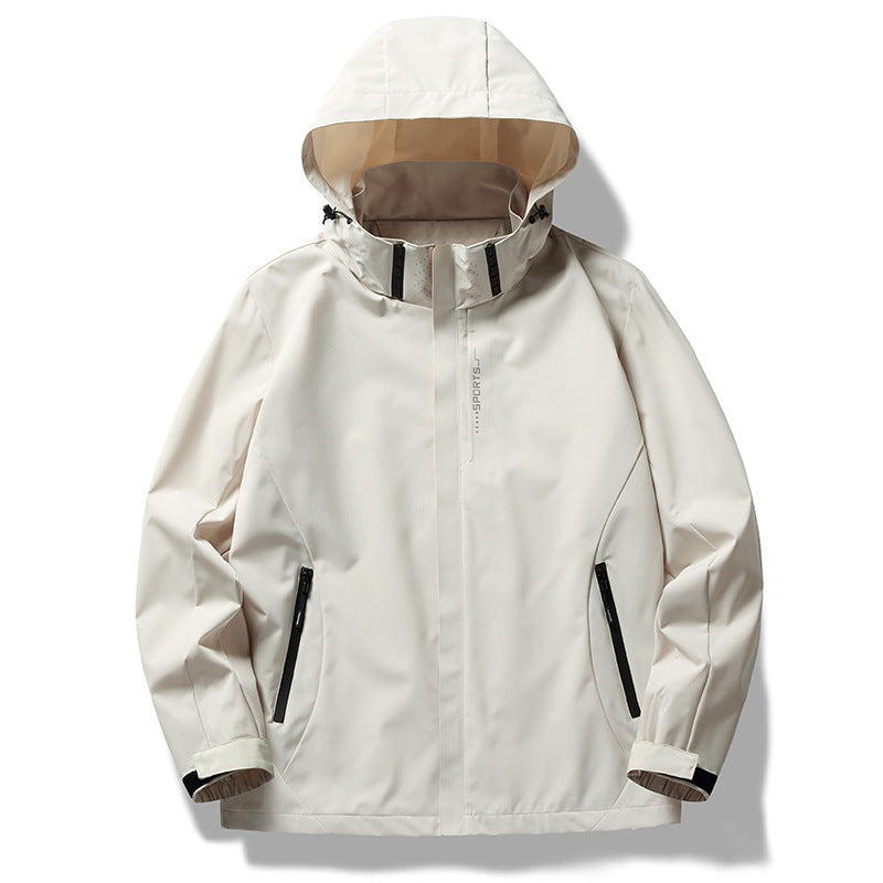 Herren Dreilagige Softshelljacke mit Kapuze, Windschutzleiste und wasserabweisenden Reißverschlüssen Shop Nory